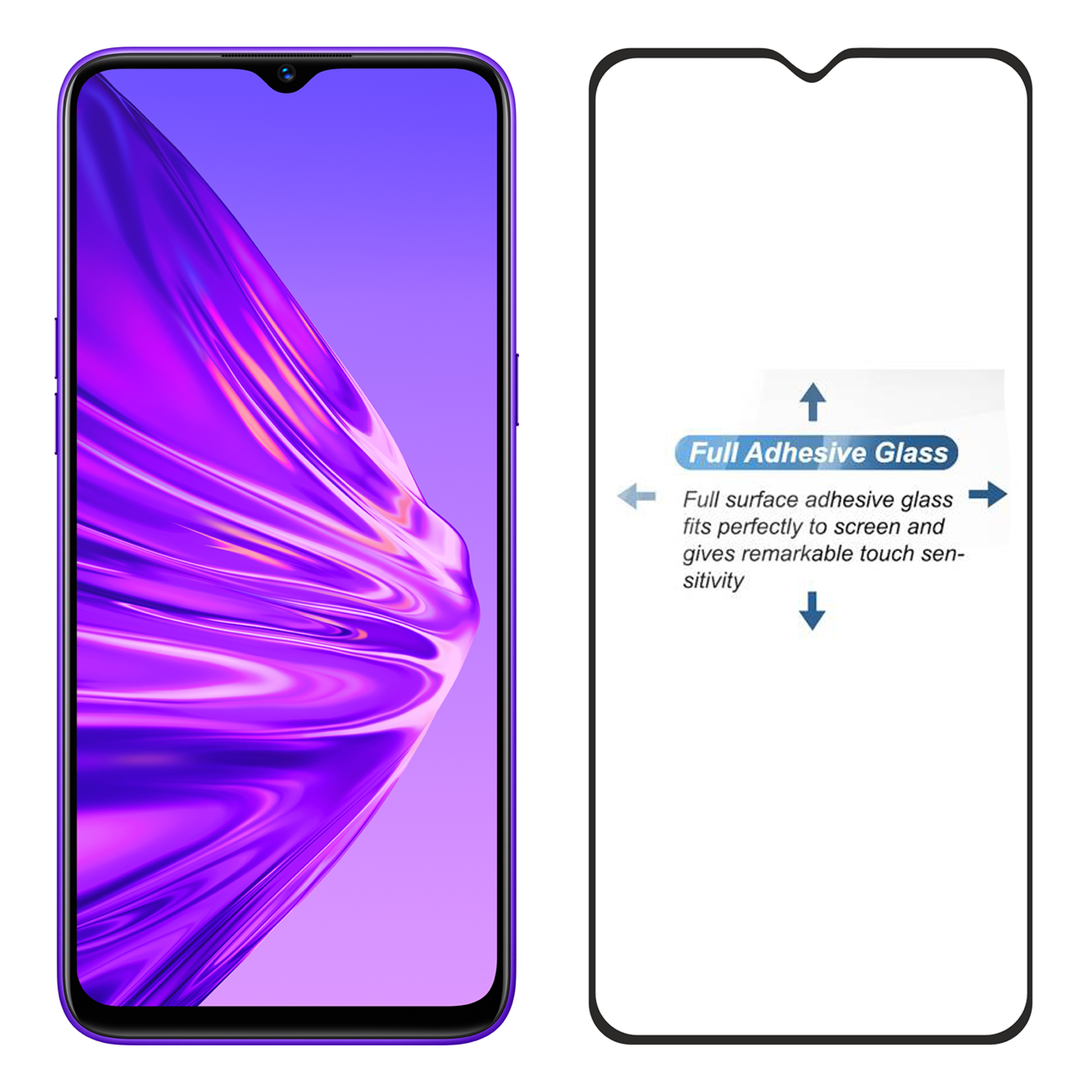 Tempered Glass for Realme 5 Pro / Realme Q (Black) Edge to Edge , Pack of 1