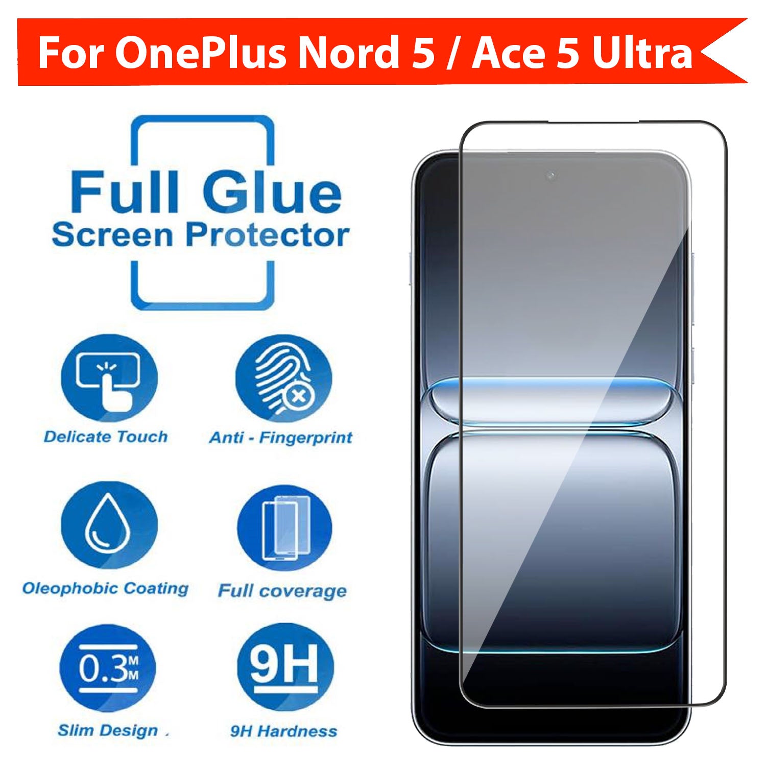 POPIO Military-Grade Gorilla Tempered Glass For OnePlus Nord 5 / Ace 5 Ultra (Black) Edge To Edge Coverage With Easy Installation Kit