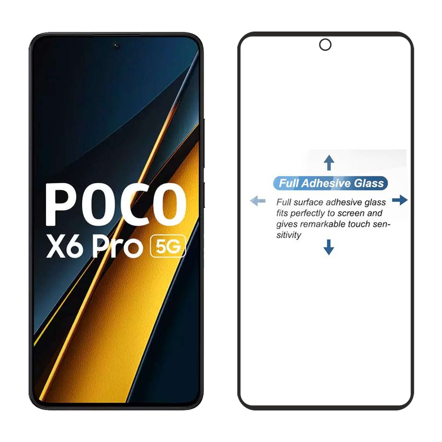 Tempered Glass for Xiaomi Poco X6 Pro , Poco F6  (Black) Edge to Edge , Pack of 1