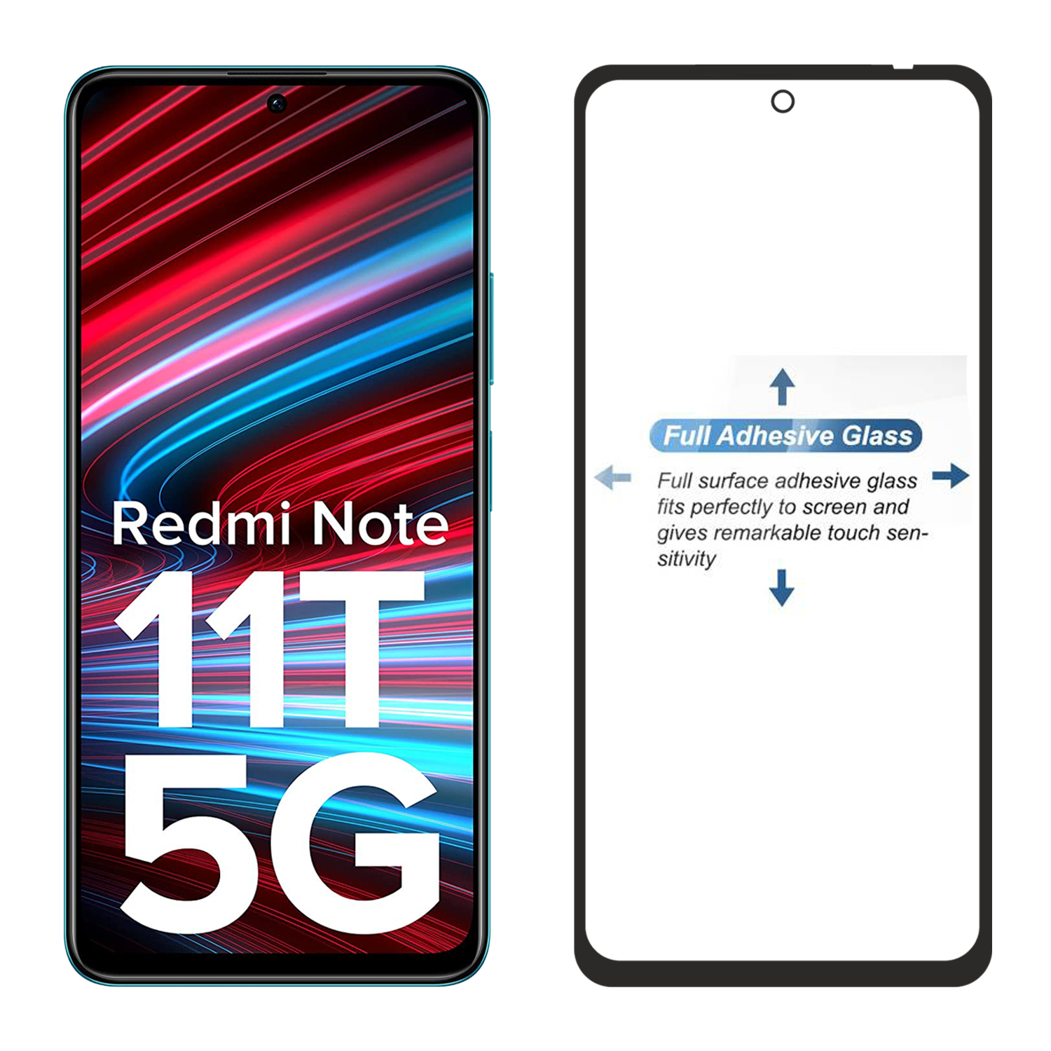 Tempered Glass for Redmi Note 11T 5G / Xiaomi Poco M4 Pro 5G (Black) Edge to Edge , Pack of 1