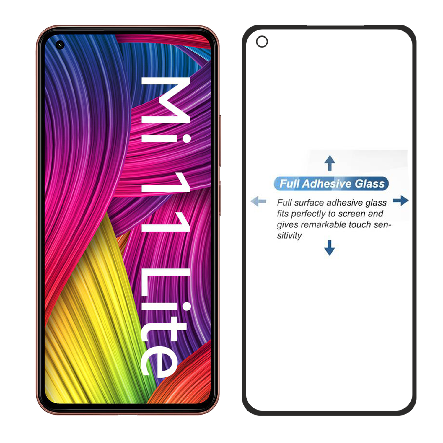 Tempered Glass for Xiaomi Mi 11 Lite , Xiaomi Mi 11 Lite 5G , Xiaomi 11 Lite 5G NE(Black) , Edge to Edge , Pack of 1