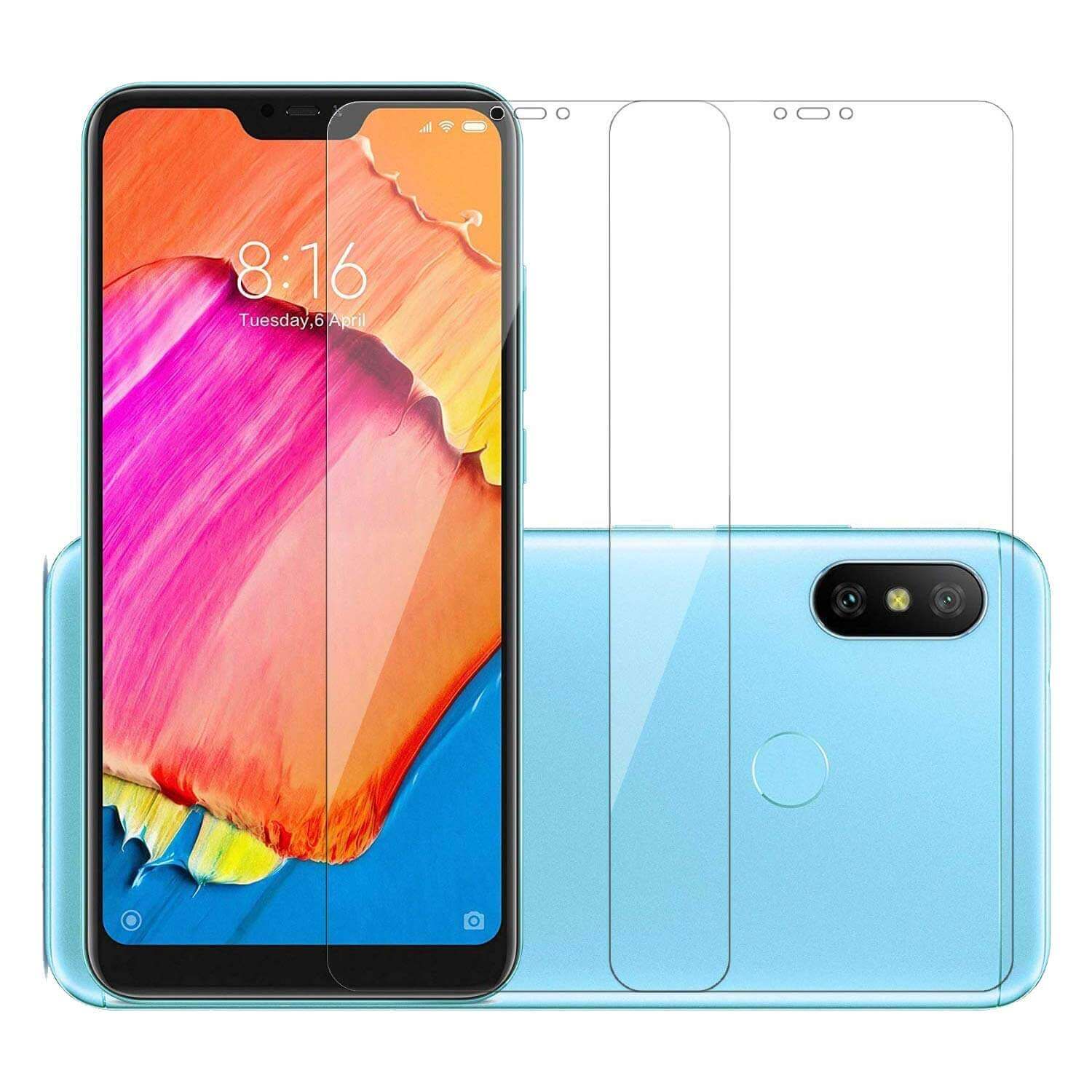 Tempered Glass for Xiaomi Redmi 6 Pro (Transparent) Pack of 2