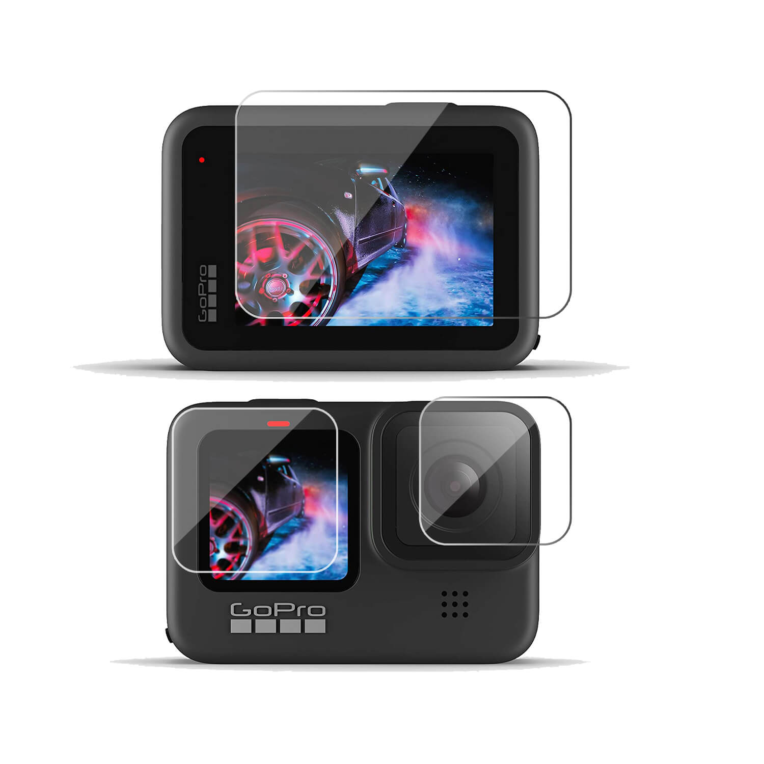 Tempered Glass Set for GoPro Hero 13 Action Camera (Transparent) Edge To Edge Full Screen Coverage With Installation Kit, Complete Set Of 3 Glass