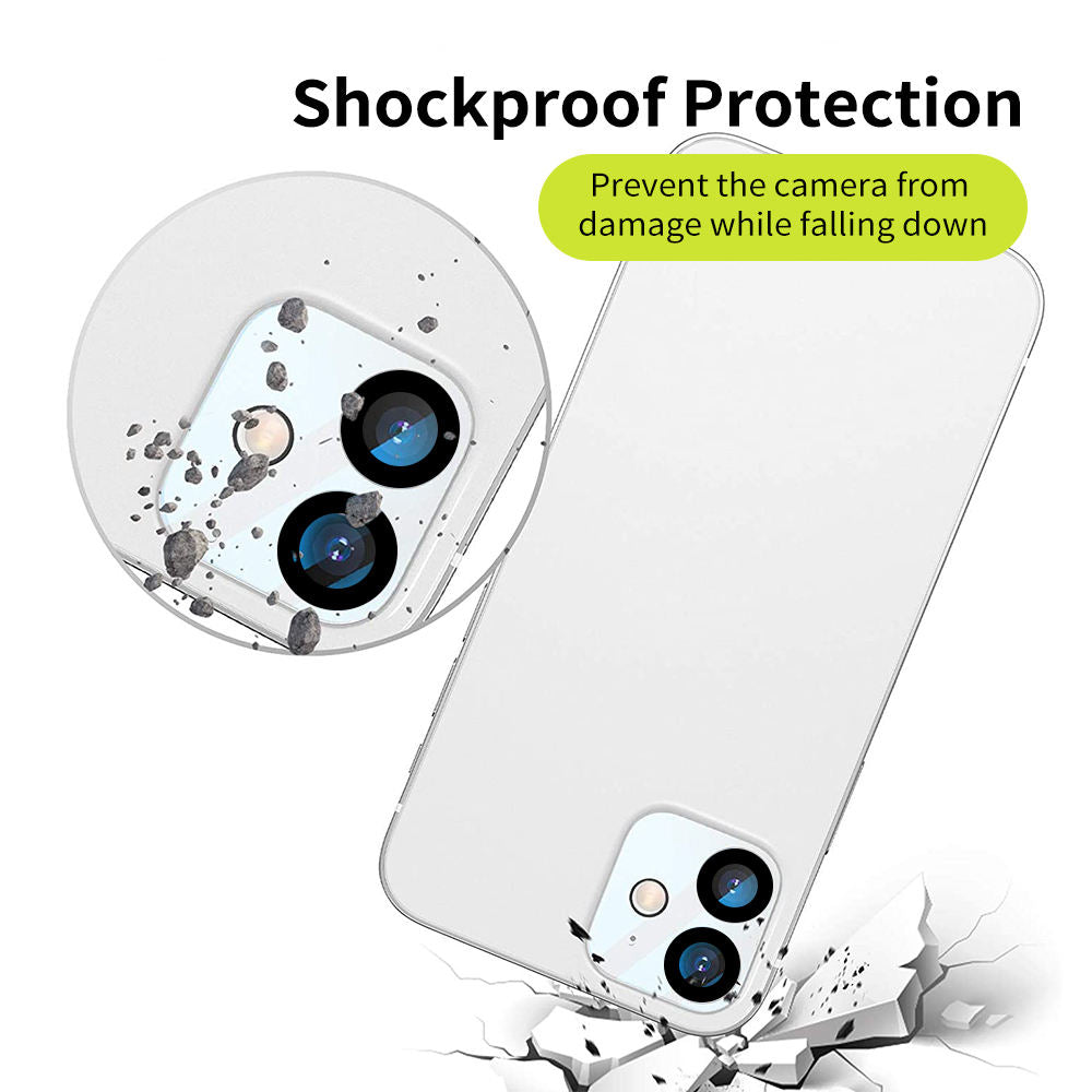 POPIO Camera Lens Protector For iPhone 12 / iPhone 12 Mini (Black), 1 Set, with Easy Installation Kit