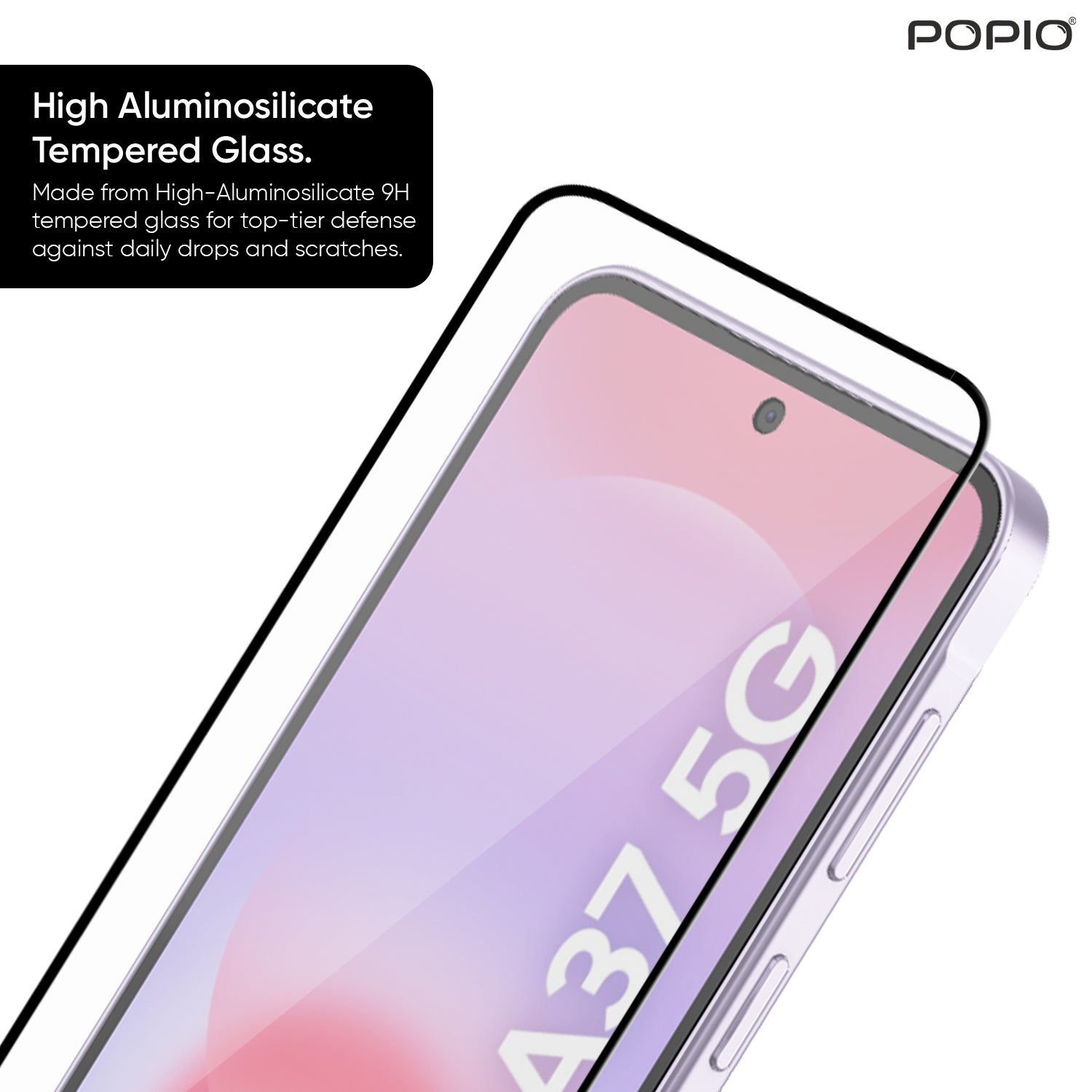 Tempered Glass for Samsung Galaxy A37 (Black) Edge to Edge, Pack of 1