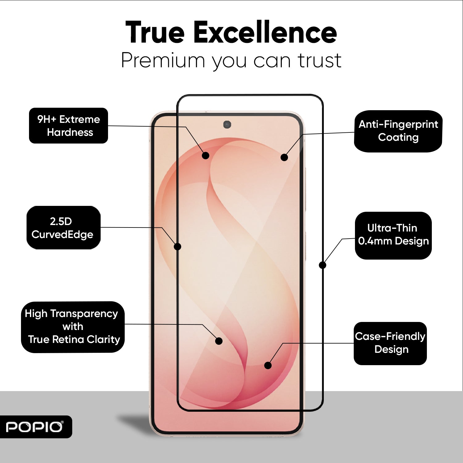 POPIO Military-Grade Gorilla Tempered Glass For Samsung Galaxy S26 | 9H Hardness, Edge-to-Edge, Bubble-Free