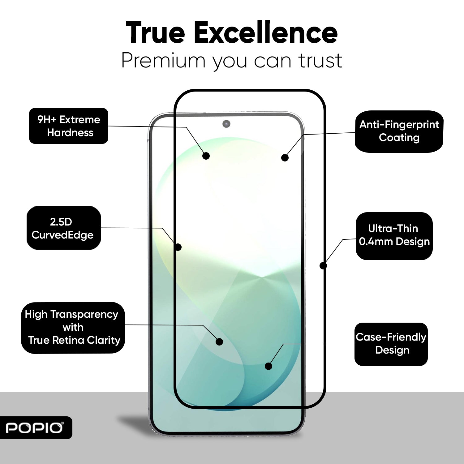 POPIO Military-Grade Gorilla Tempered Glass For Samsung Galaxy S26FE | 9H Hardness, Edge-to-Edge, Bubble-Free