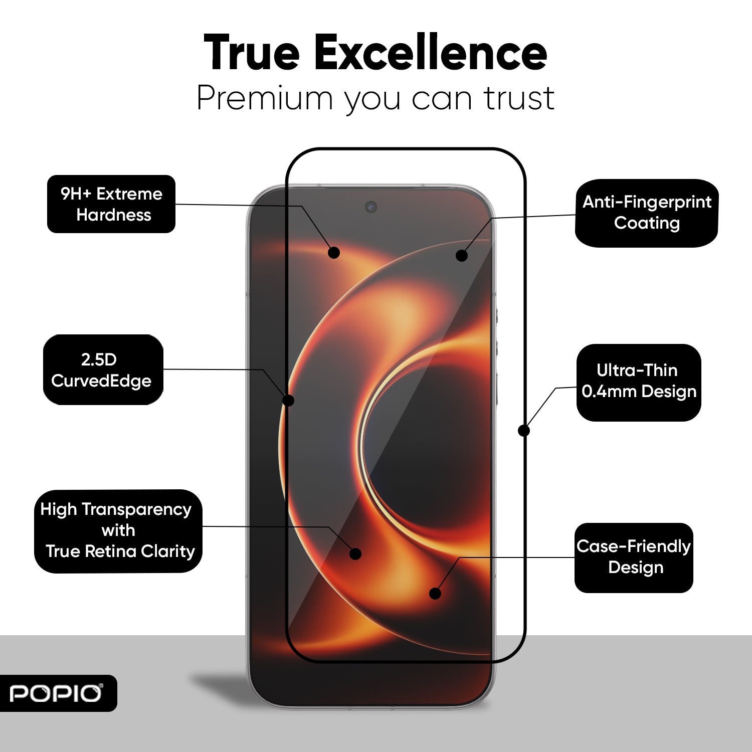 POPIO Tempered Glass Screen Protector for Xiaomi 17 Ultra / 17 Pro Max (Black)