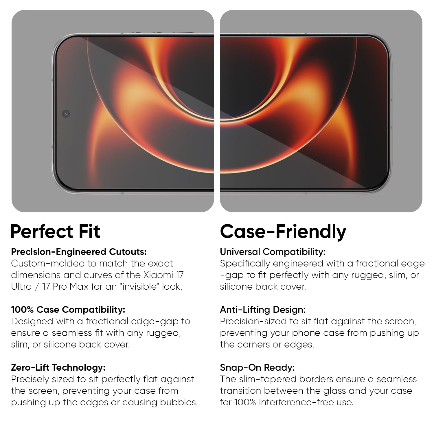 POPIO Tempered Glass Screen Protector for Xiaomi 17 Ultra / 17 Pro Max (Black)