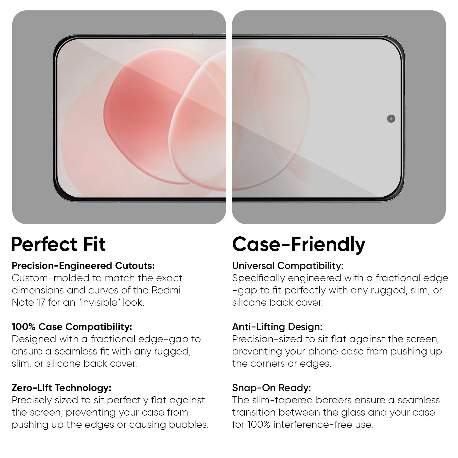 Tempered Glass for Redmi Note 17 (Black) Edge to Edge , Pack of 1