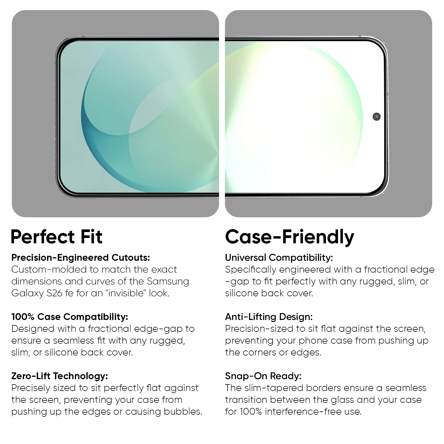 POPIO Military-Grade Gorilla Tempered Glass For Samsung Galaxy S26FE | 9H Hardness, Edge-to-Edge, Bubble-Free