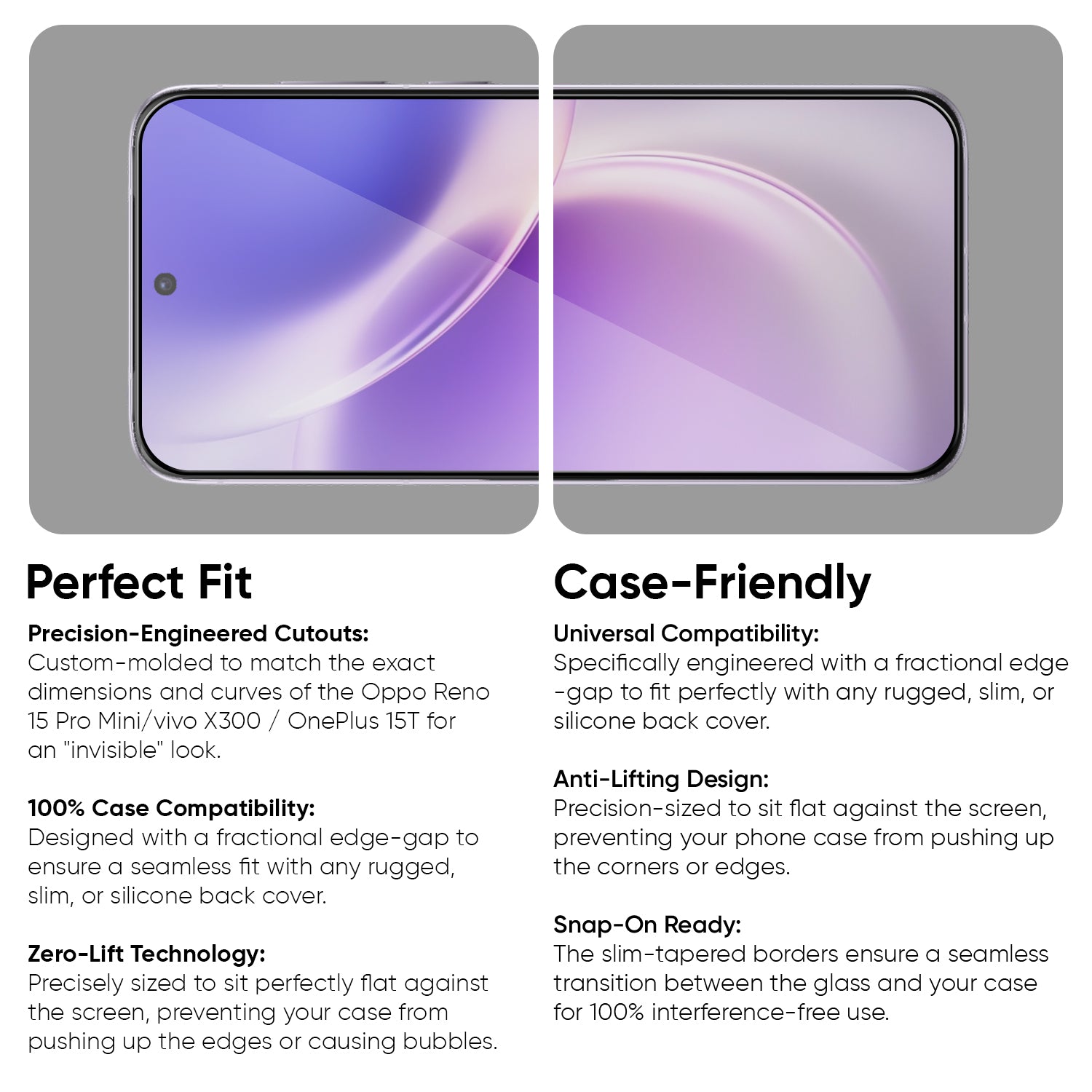 Tempered Glass for Oppo Reno 15 Pro Mini / vivo X300 / OnePlus 15T (Black) Edge to Edge , Pack of 1