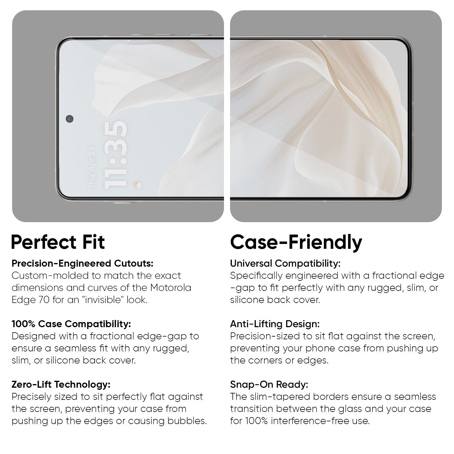 Tempered Glass for Motorola Edge 70 (Black) Edge to Edge , Pack of 1