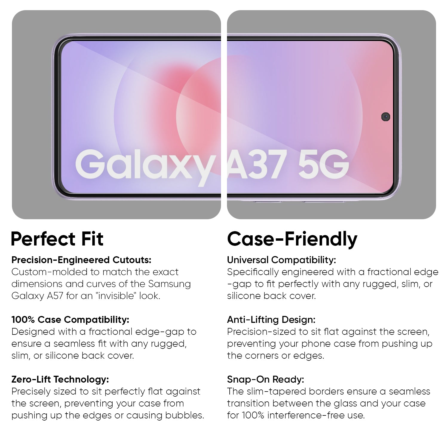 Tempered Glass for Samsung Galaxy A37 (Black) Edge to Edge, Pack of 1