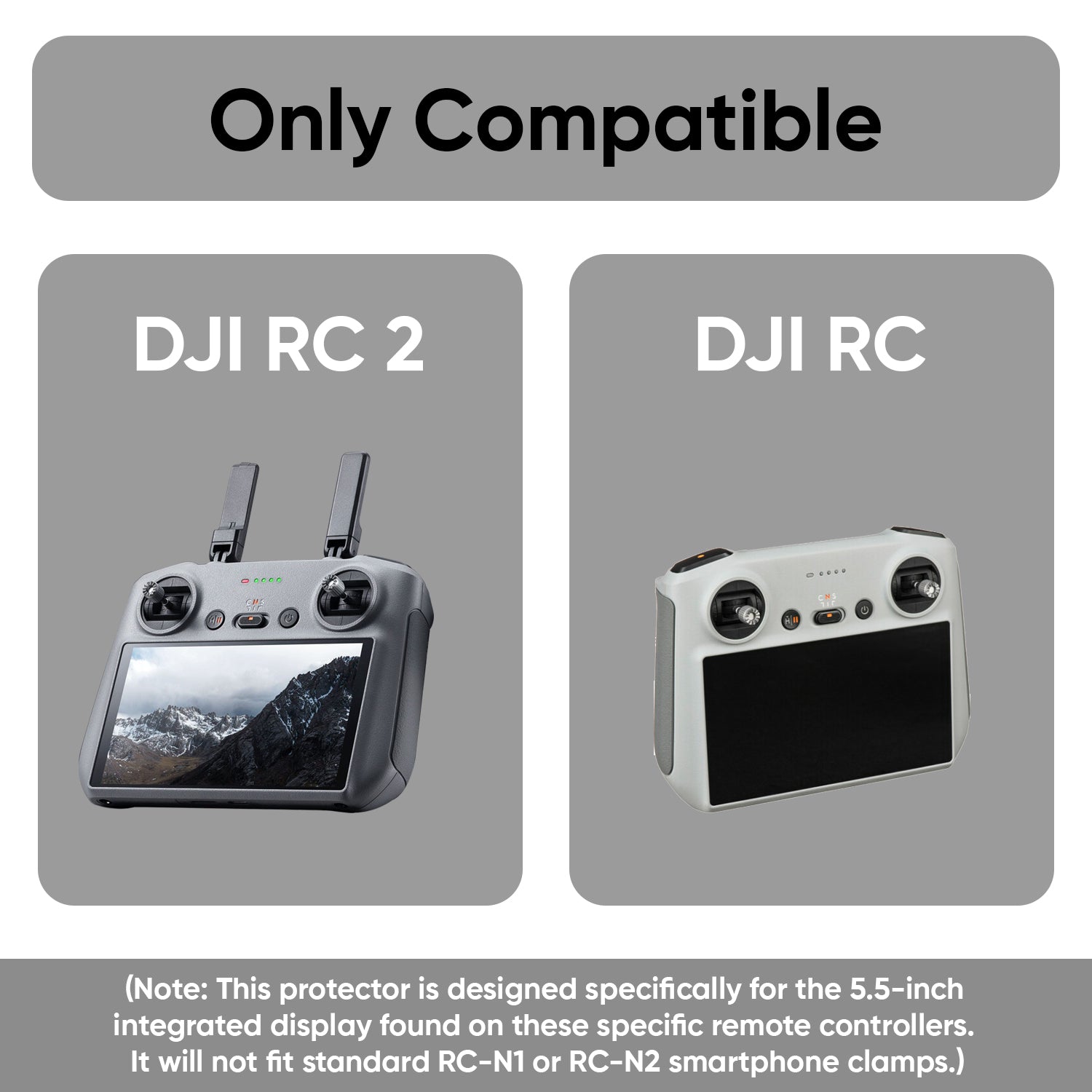 Tempered Glass Screen Protector for DJI RC & RC 2 Remote Controller (5.5-Inch Display) | Compatible with Mini 3, Mini 3 Pro, Mini 4 Pro, Mini 5 Pro, Air 2S, Air 3, Mavic 3 Series, Neo, Flip | Pack of 2 Glass