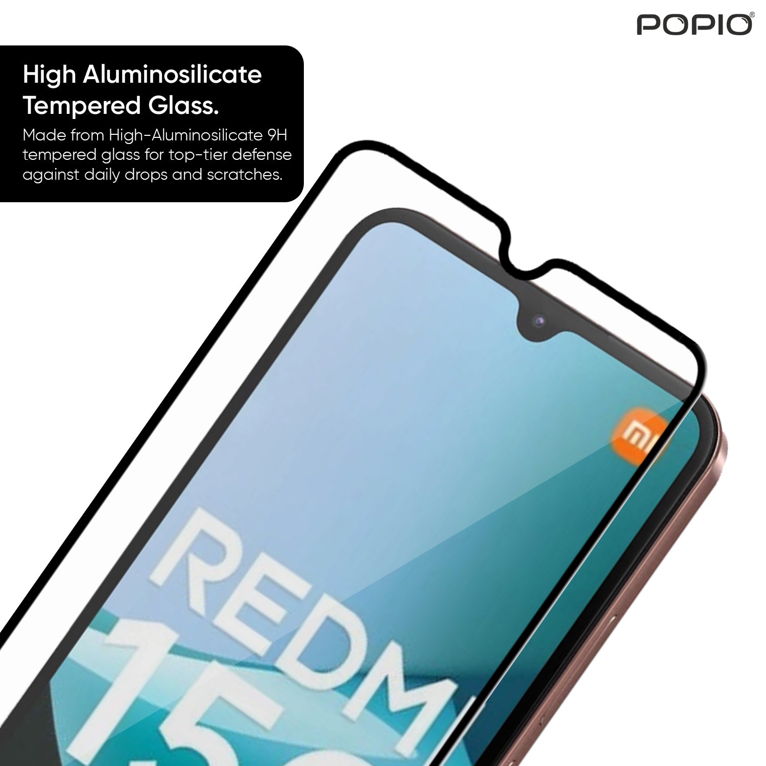 Tempered Glass for Redmi 15C (Black) Edge to Edge , Pack of 1
