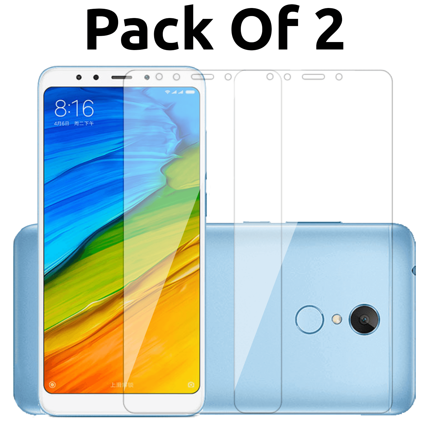 Tempered Glass for Xiaomi Redmi 5 (Transparent) Pack of 2