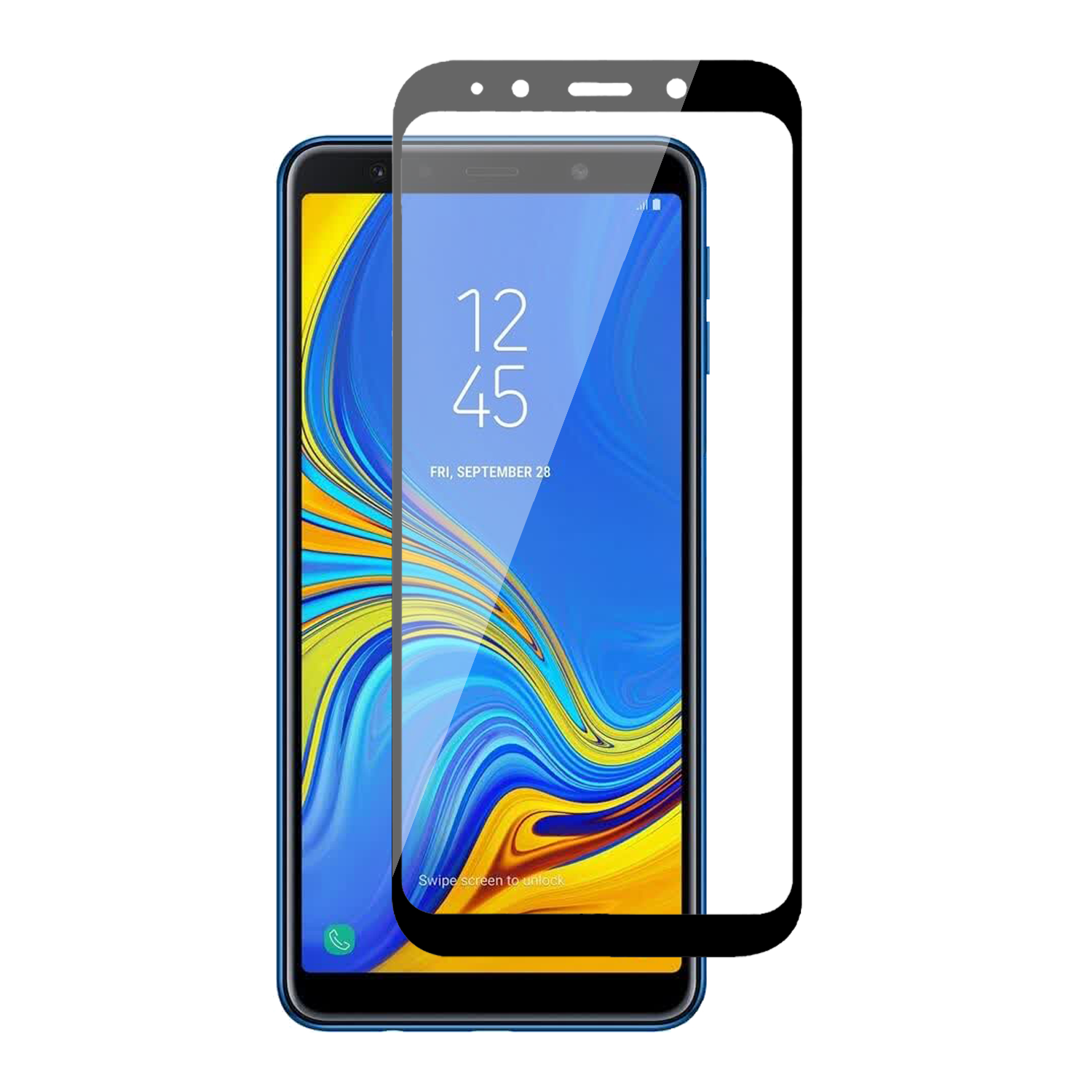 Tempered Glass for Samsung A7 2018 (Black) Edge to Edge , Pack of 1