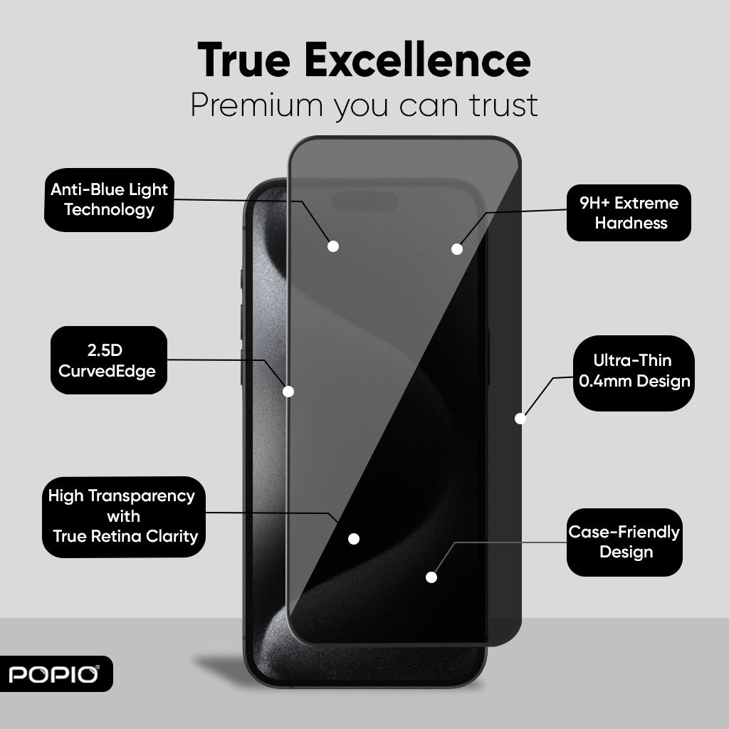 POPIO Privacy Tempered Glass for iPhone XR , iPhone 11 (Black) , Pack of 1