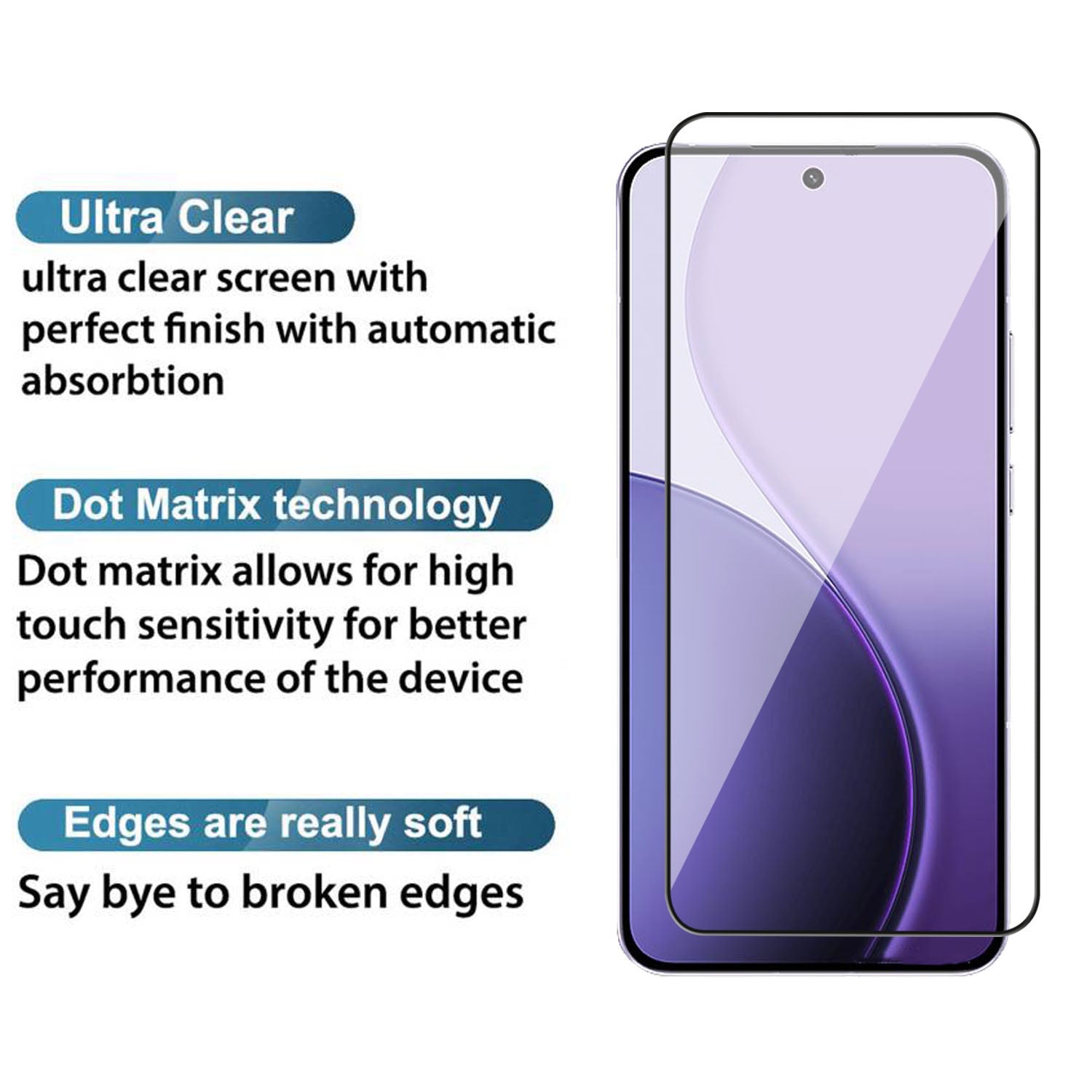 Tempered Glass for Oppo Reno 14 (Black) Edge to Edge , Pack of 1