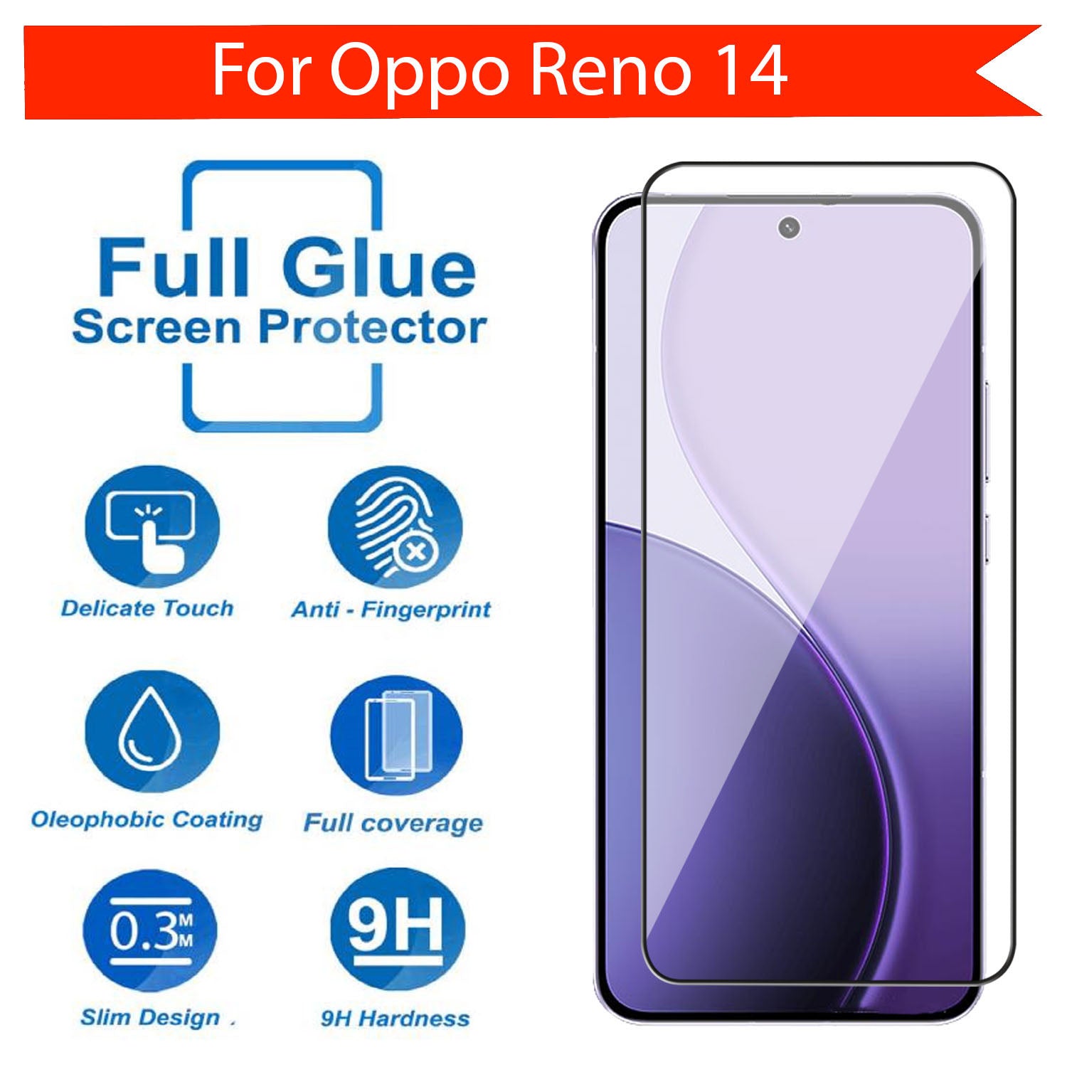 Tempered Glass for Oppo Reno 14 (Black) Edge to Edge , Pack of 1