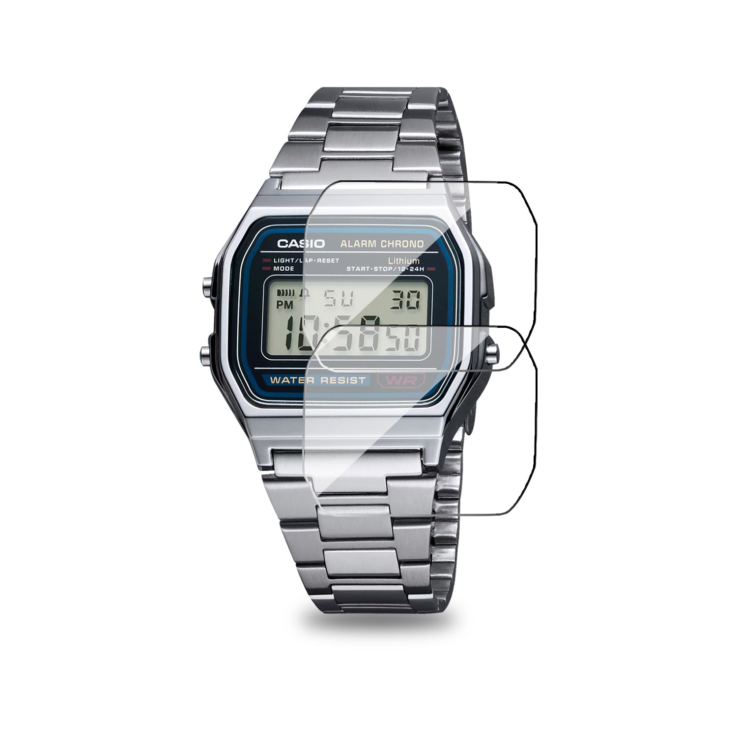 POPIO Military-Grade Gorilla Tempered Glass for Casio Vintage Watch-A-158WA-1Q / A158WA-1DF-X (Transparent) Edge to Edge Full Screen Coverage, Pack of 2