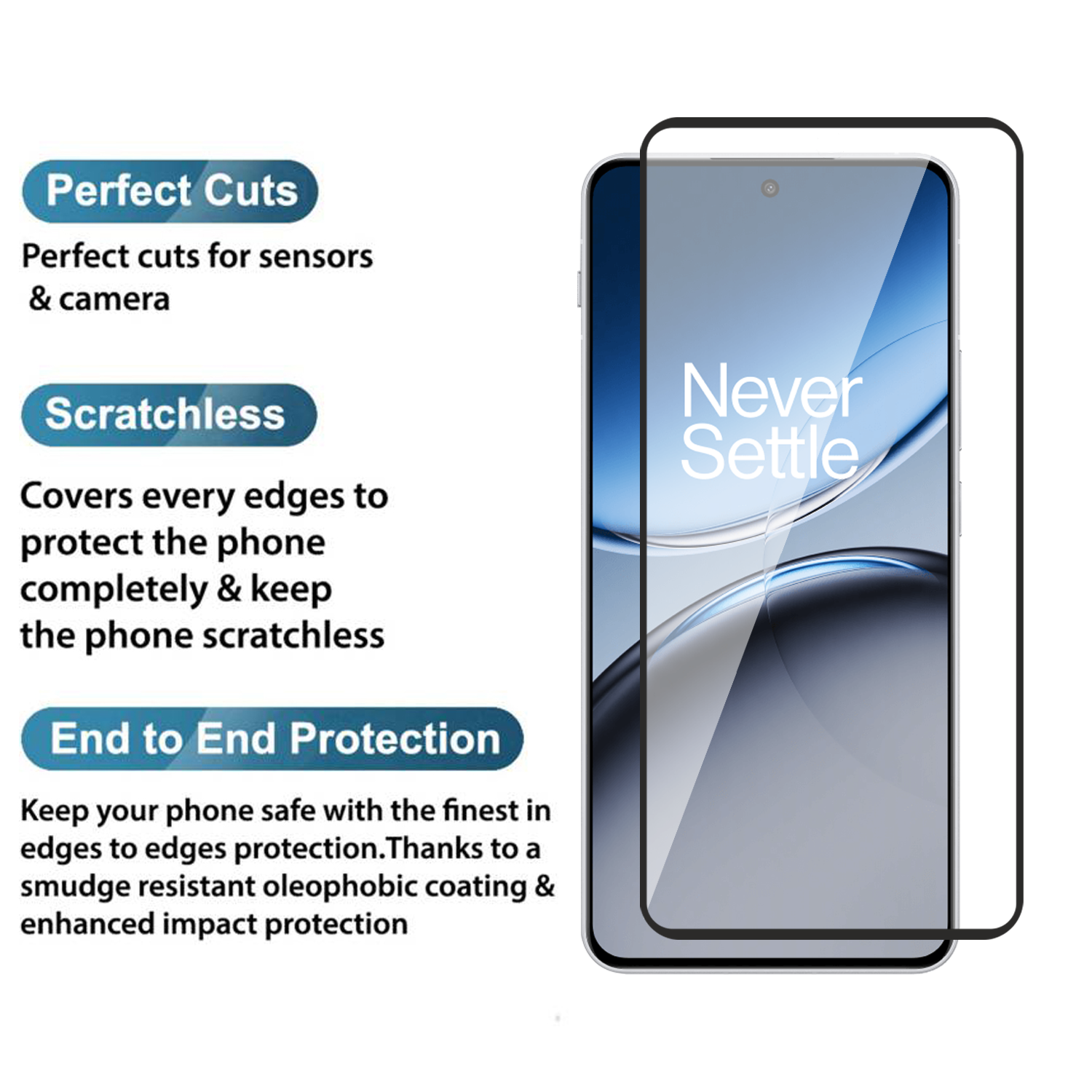 Tempered Glass for OnePlus Nord 4 (Black) Edge to Edge , Pack of 1