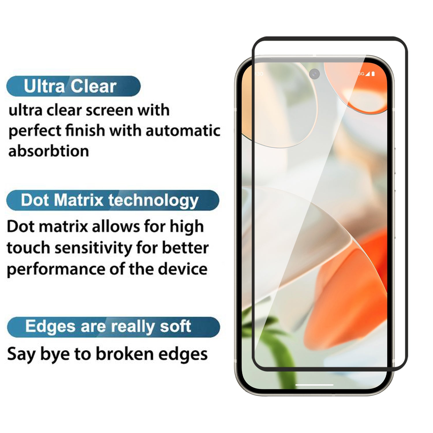 Tempered Glass for Google Pixel 9/9 Pro (Black) Edge to Edge , Pack of 1