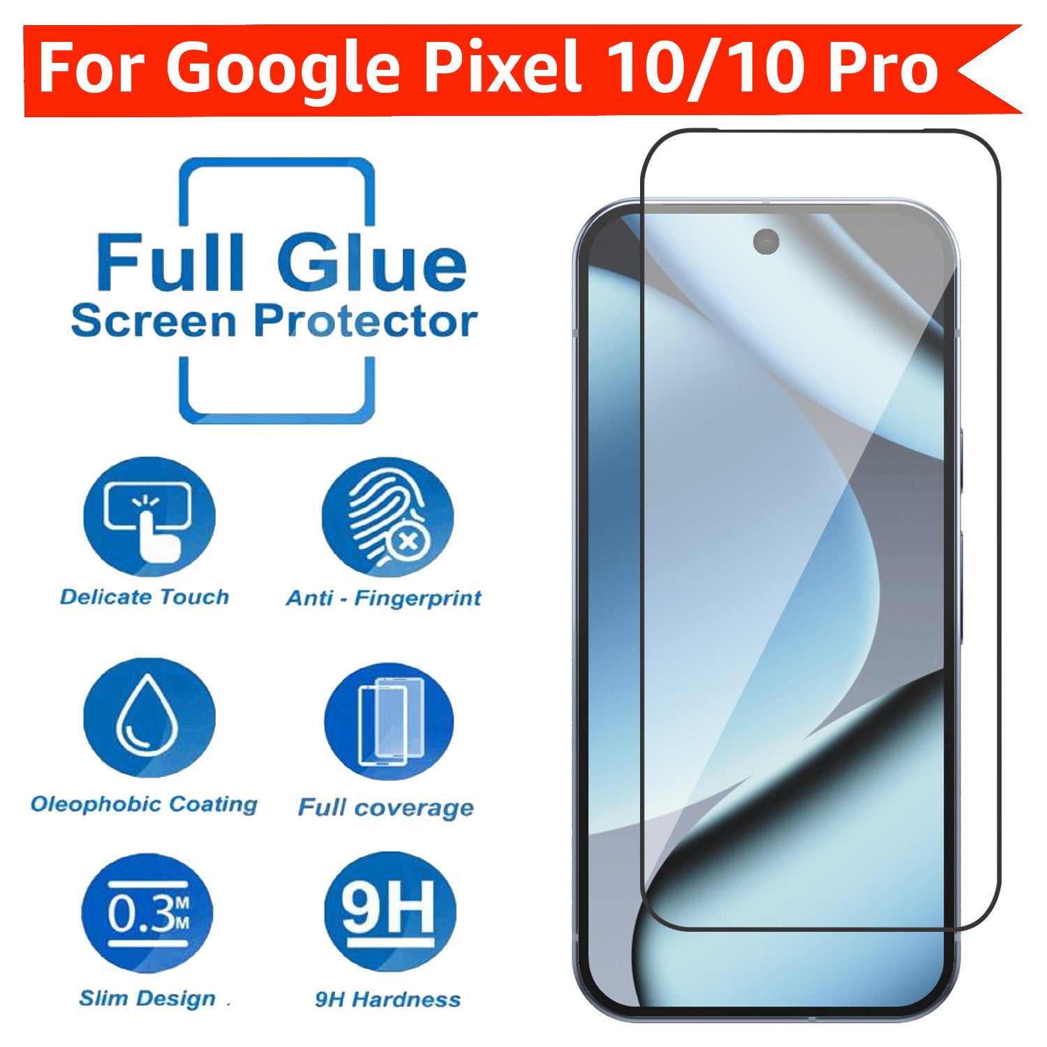 Tempered Glass for Google Pixel 10/10 Pro(Black) Edge to Edge , Pack of 1
