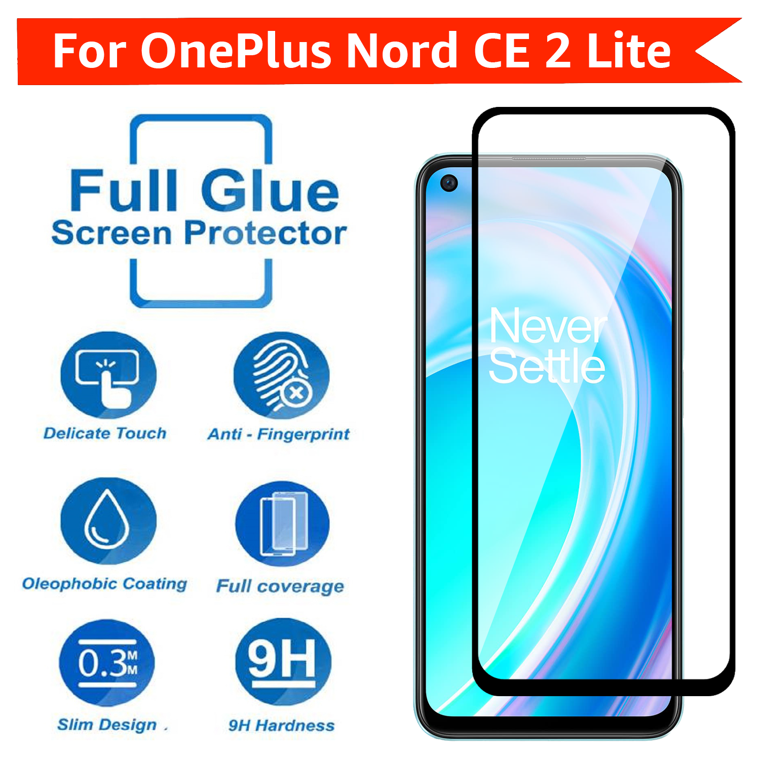 Tempered Glass for OnePlus Nord CE 2 Lite 5G (Black) Edge to Edge , Pack of 1