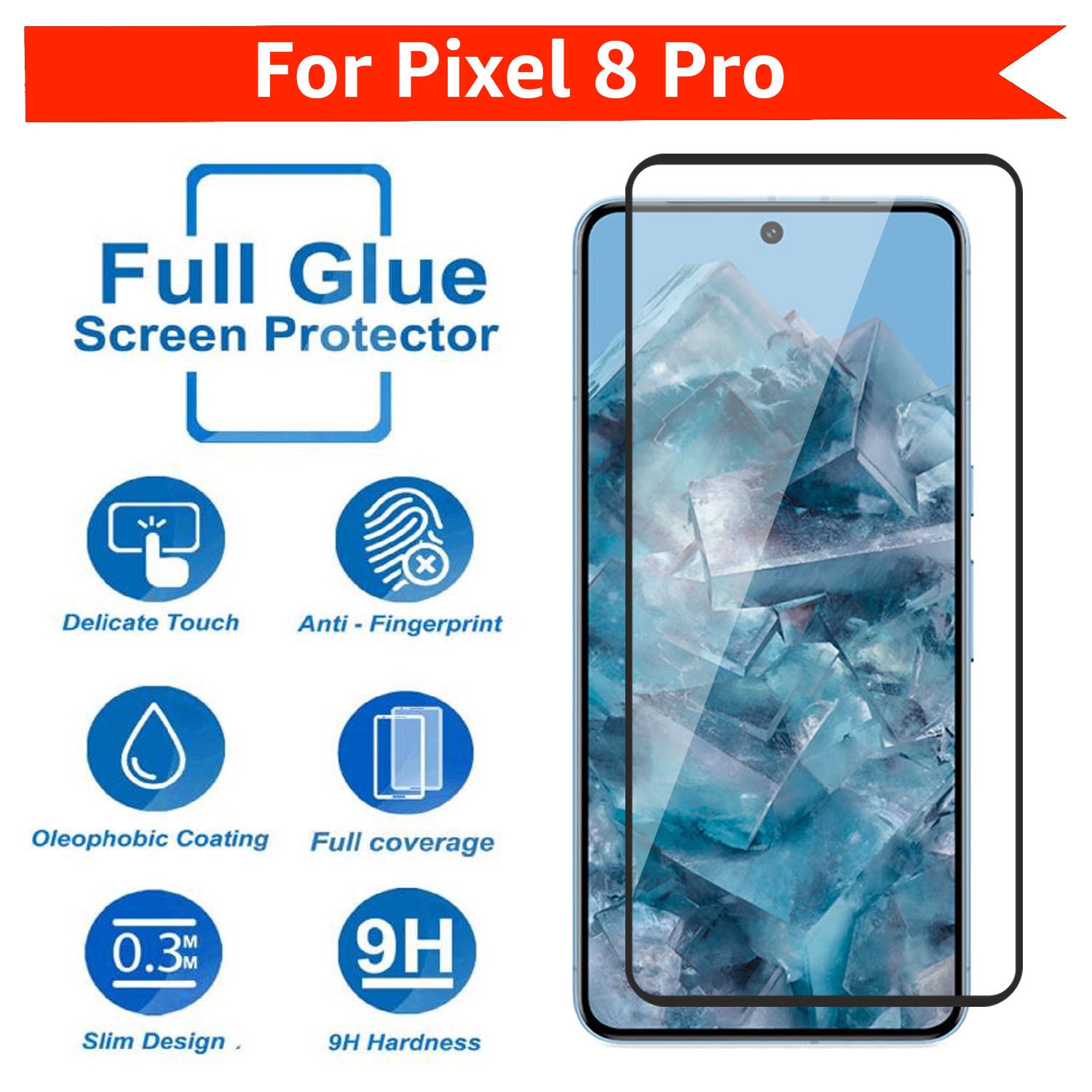 Tempered Glass for Google Pixel 8 Pro, Pack of 1 , Edge to Edge