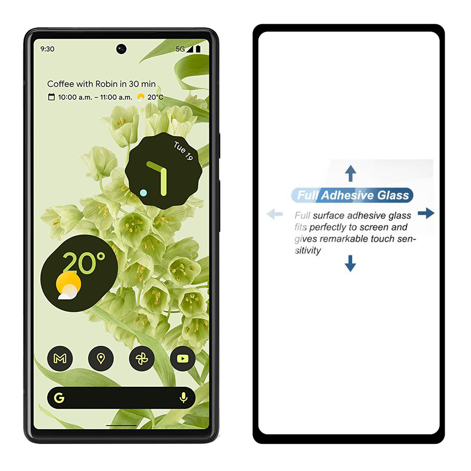 Tempered Glass for Google Pixel 6 (Black) Edge to Edge , Pack of 1