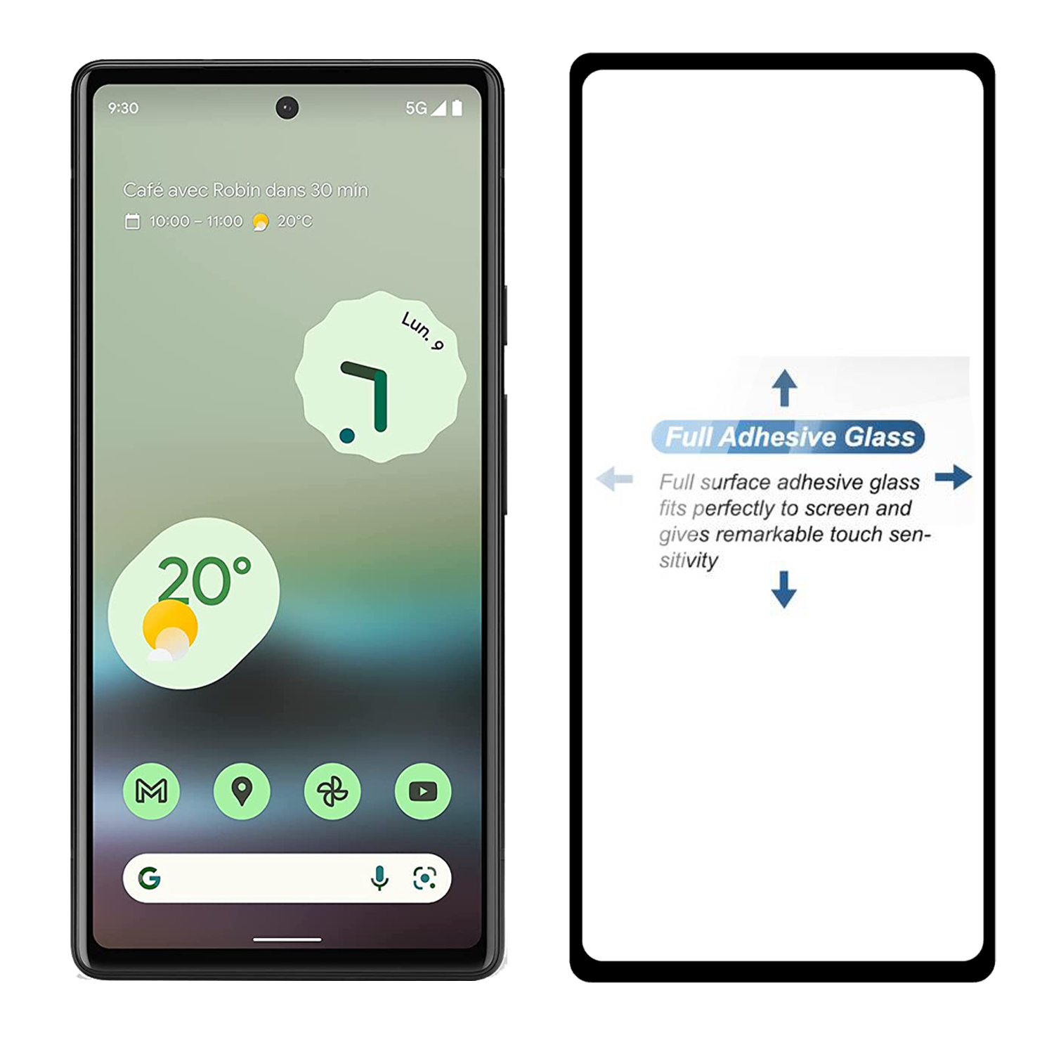 Tempered Glass for Google Pixel 6A (Black) Edge to Edge , Pack of 1