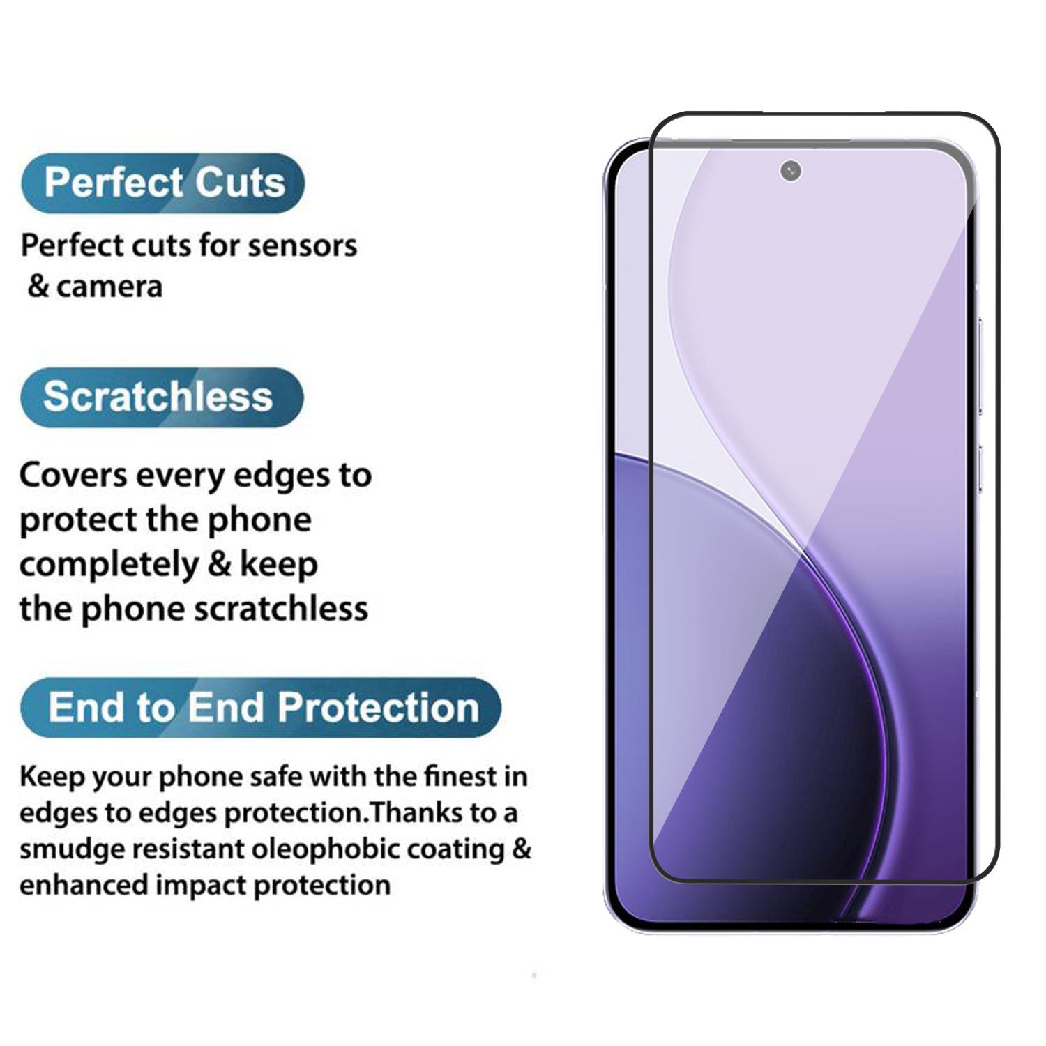 Tempered Glass for Oppo Reno 14 Pro (Black) Edge to Edge , Pack of 1