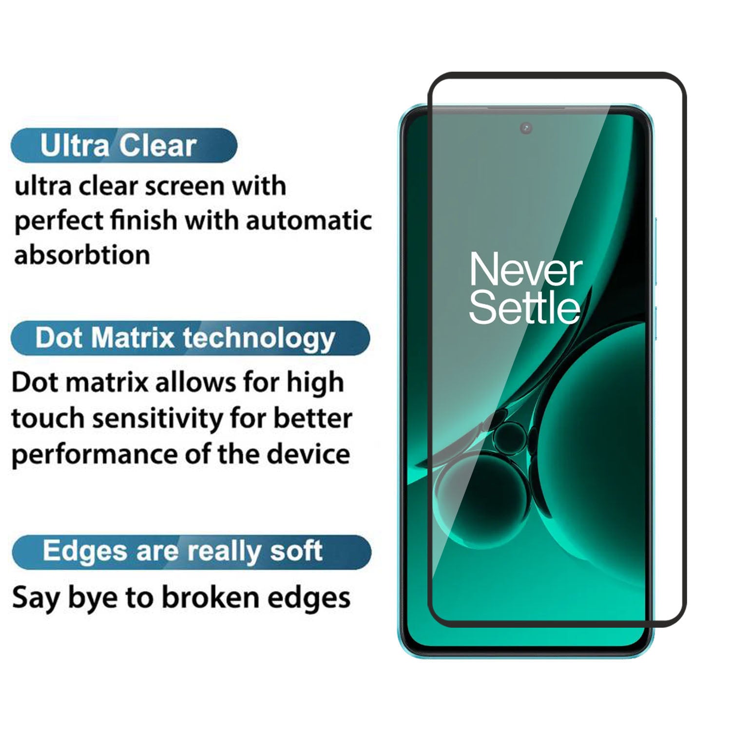 Tempered Glass for OnePlus Nord CE3 (Black) Edge to Edge , Pack of 1