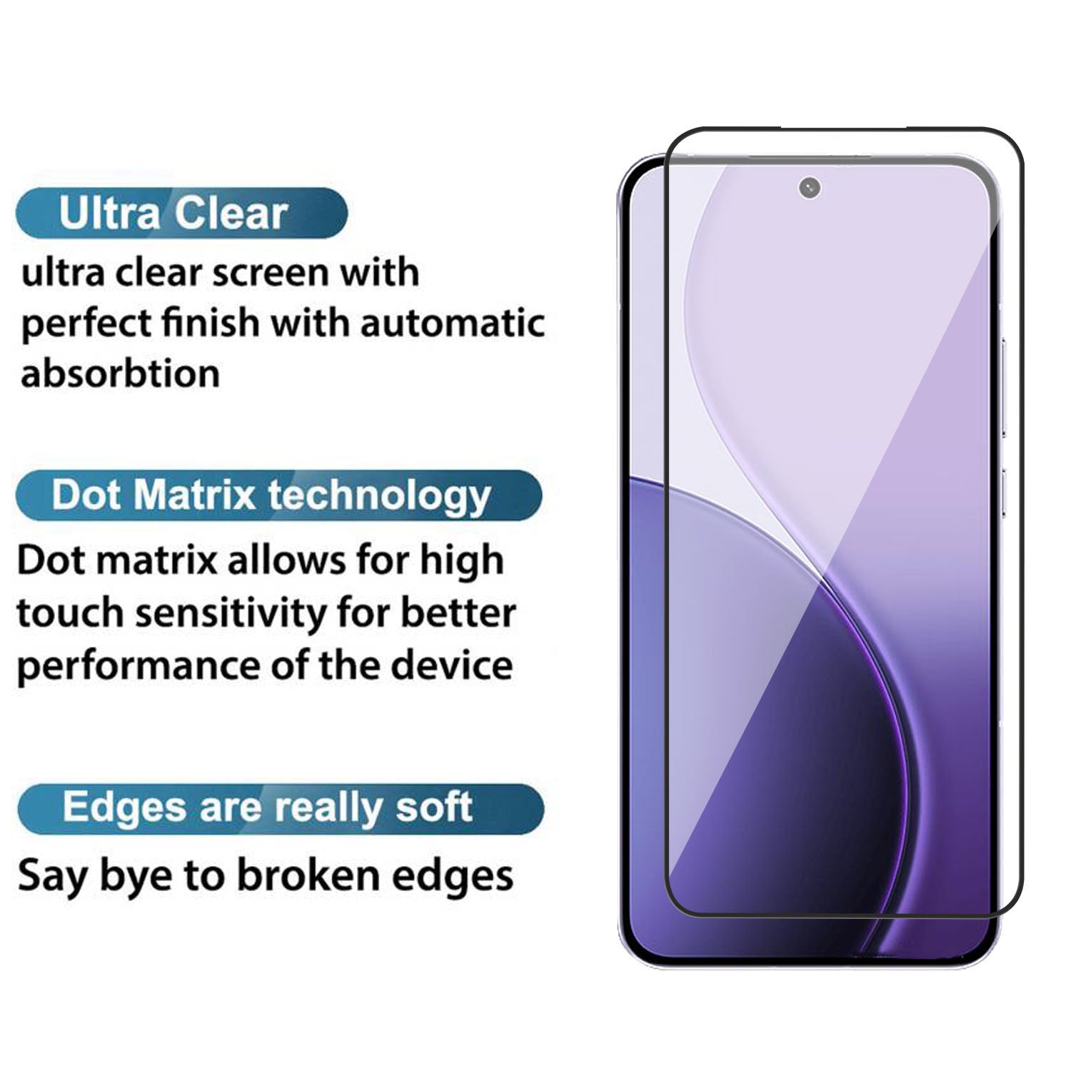 Tempered Glass for Oppo Reno 14 Pro (Black) Edge to Edge , Pack of 1
