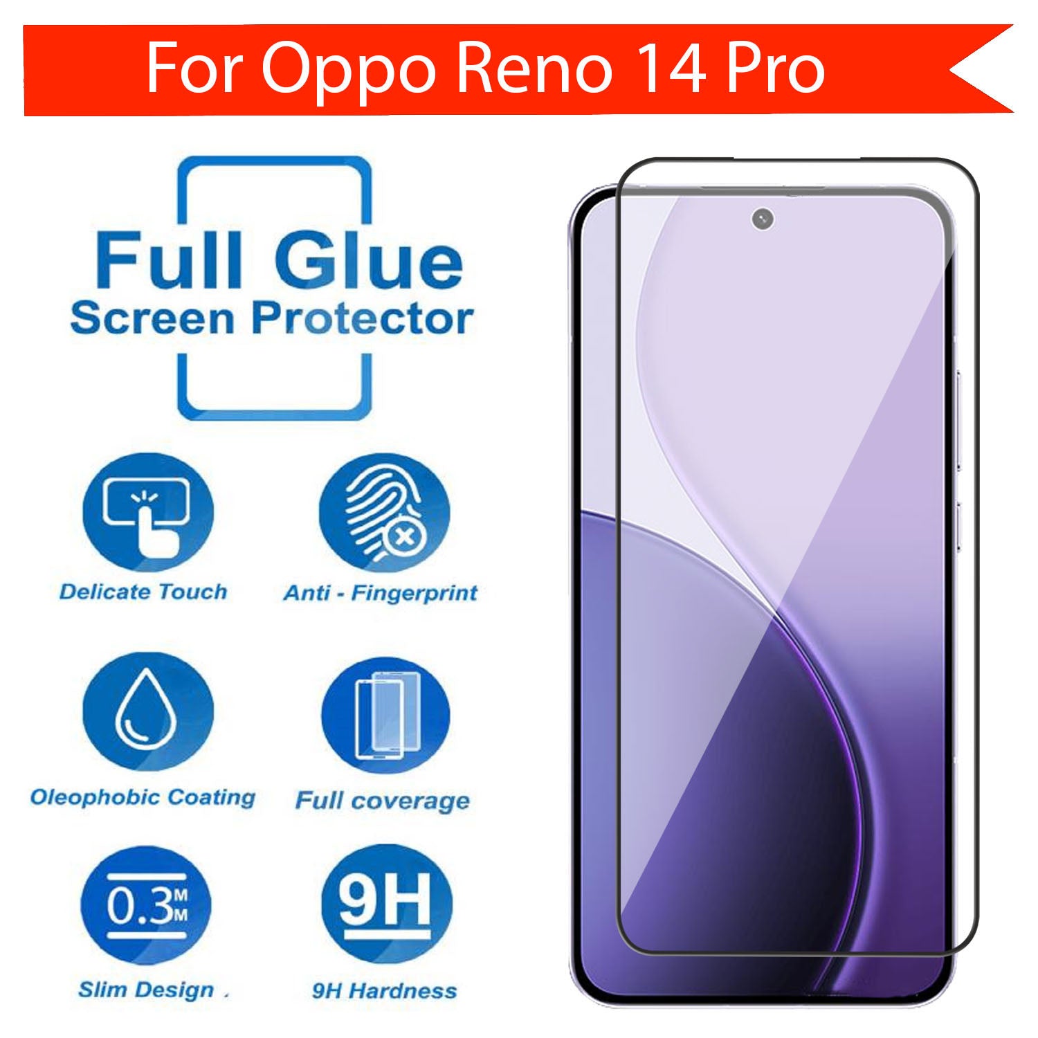 Tempered Glass for Oppo Reno 14 Pro (Black) Edge to Edge , Pack of 1