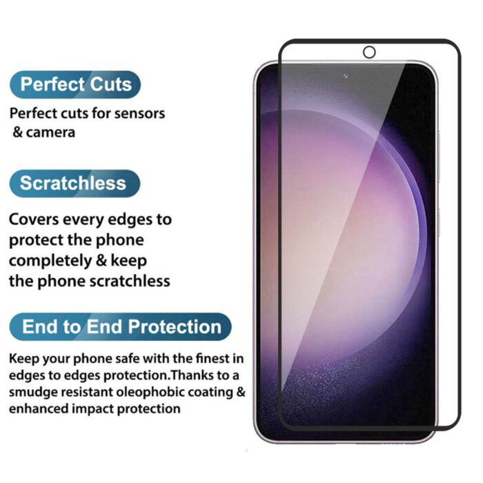 Tempered Glass for Samsung Galaxy S23 FE 5G (Black) Edge to Edge, Pack of 1 - Image 6