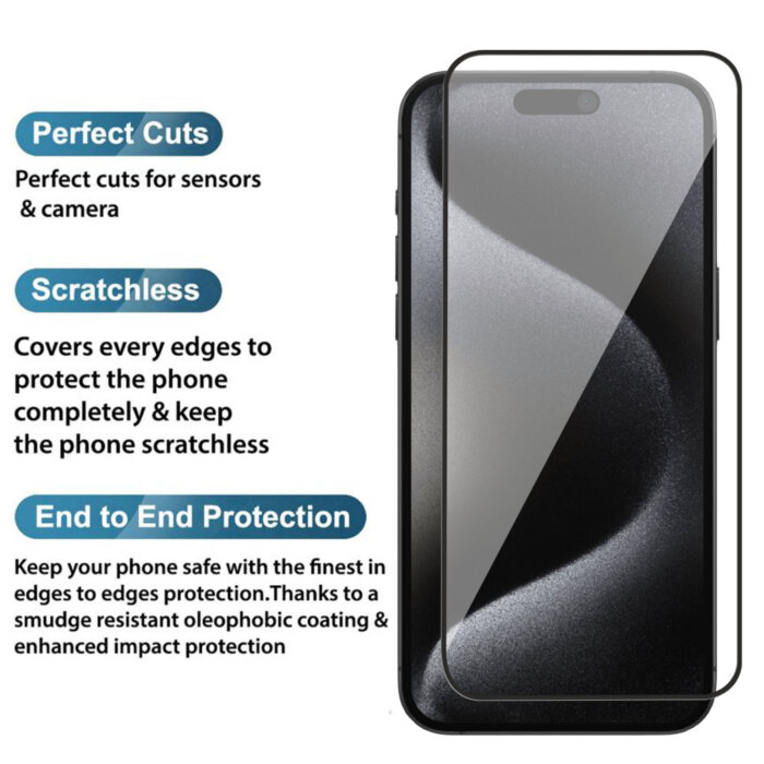 Tempered Glass for Apple iPhone 15 Pro Max, Pack of 1 - Image 2