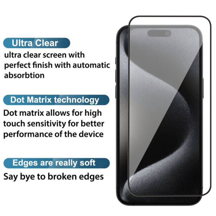 Tempered Glass for Apple iPhone 15 Pro Max, Pack of 1 - Image 3