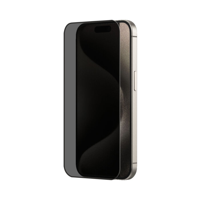 POPIO Privacy Tempered Glass for iPhone 15 Pro (Black) , Pack of 1 - Image 1