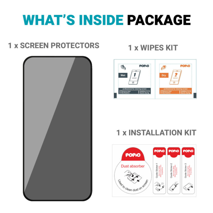 POPIO Privacy Tempered Glass for iPhone 15 Pro Max (Black) , Pack of 1 - Image 4