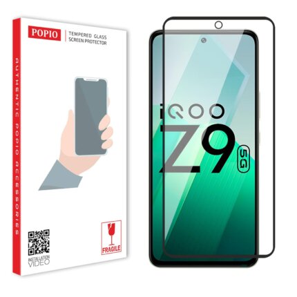 Tempered Glass for vivo iQOO Z9(Black) Edge to Edge , Pack of 1