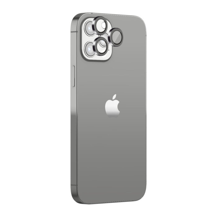 POPIO Camera Lens Protector For iPhone 12 Pro (Black), 1 Set, with Easy Installation Kit - Image 1