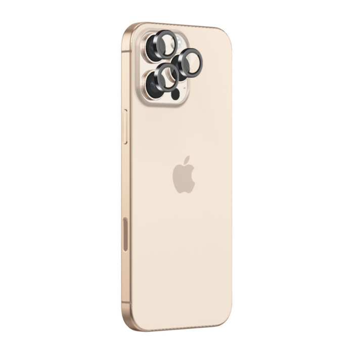 POPIO Camera Lens Protector For iPhone 16 Pro/iPhone 16 Pro Max (Black), 1 Set, with Easy Installation Kit - Image 1