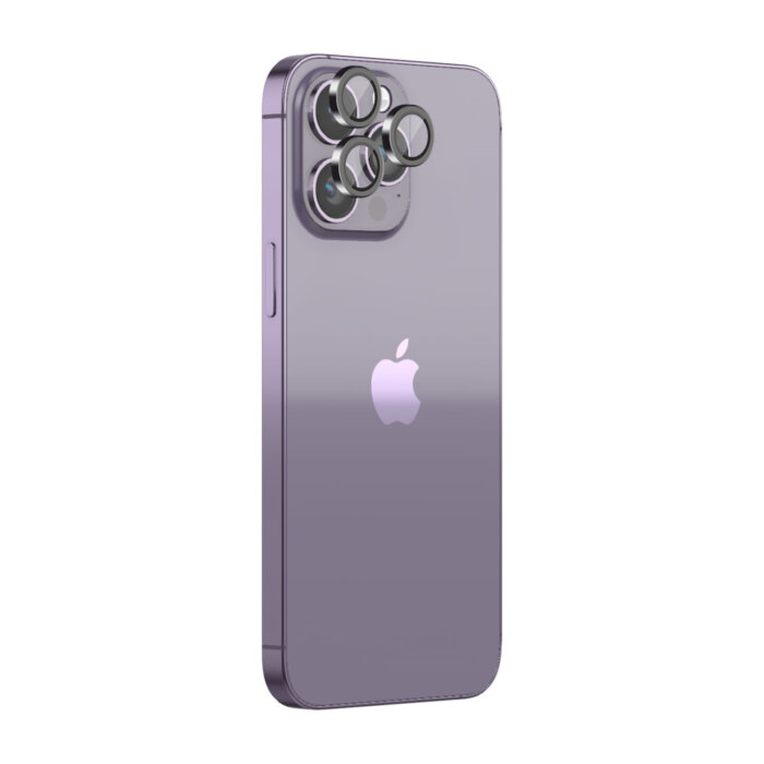 POPIO Camera Lens Protector For iPhone 14 Pro/iPhone 14 Pro Max (Black), 1 Set, with Easy Installation Kit - Image 1