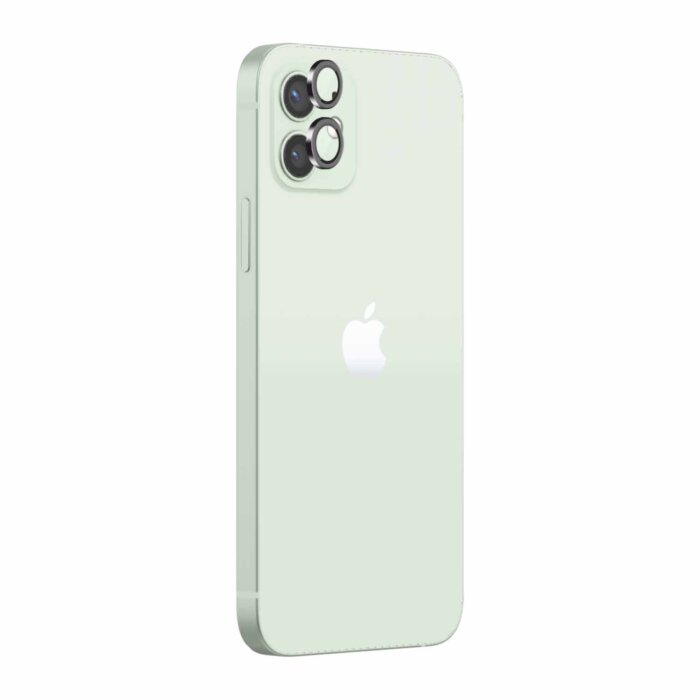 POPIO Camera Lens Protector For iPhone 12 / iPhone 12 Mini (Black), 1 Set, with Easy Installation Kit - Image 1