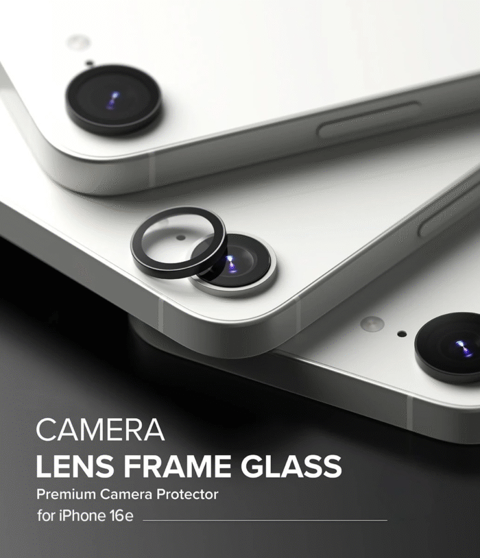 POPIO Camera Lens Protector For Compatible For iPhone 16E (Black), 1 Set, with Easy Installation Kit - Image 3