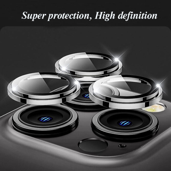 POPIO Camera Lens Protector For iPhone 12 Pro (Black), 1 Set, with Easy Installation Kit - Image 3