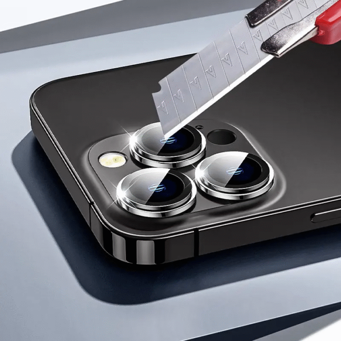 POPIO Camera Lens Protector For iPhone 12 Pro (Black), 1 Set, with Easy Installation Kit - Image 4